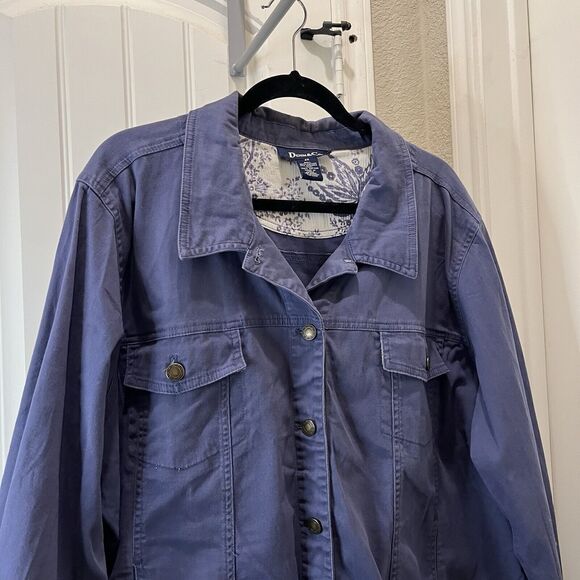Denim & Co Blue Button Up Long Sleeve Jacket Chore Coat Womens Size 3X - Picture 3 of 9